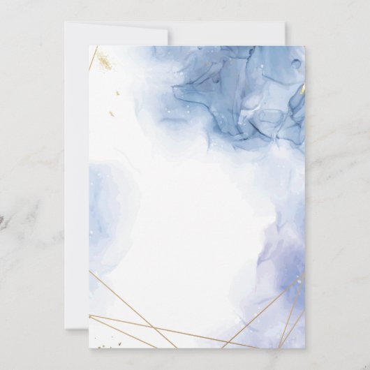 Elegant Blue Agate Hochzeit Speichern Sie das Datu Einladung (Rückseite)