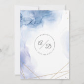 Elegant Blue Agate Hochzeit Speichern Sie das Datu Einladung (Rückseite)