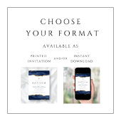 Elegant Blue Agate Religious Baby Baptisse Einladung