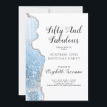 Elegant Blue Agate Überraschung 50. Geburtstag Einladung<br><div class="desc">Eine elegante Überraschung 50. Überraschungsgeburtstag-Party auf einem trendigen blauen Aperitif mit silberner Glitzer Einladung. Hübsche Skripttypografie. Chic Style.</div>
