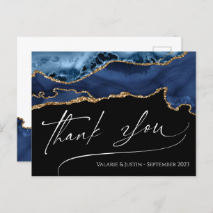 Elegant Blue Agate Vielen Dank Postcard Postkarte