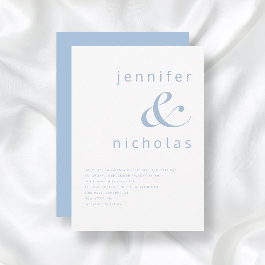 Elegant Blue Ampersand Wedding Einladung