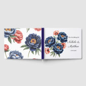 Elegant Blue and Burnt Orange Floral Wedding  Gästebuch (Voll)