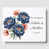 Elegant Blue and Burnt Orange Floral Wedding  Gästebuch (Vorderseite)