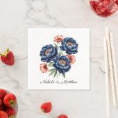 Elegant Blue and Burnt Orange Floral Wedding Serviette (Beispiel)