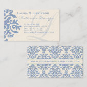 Elegant Blue and Cream Damask Letter L Visitenkarte (Vorne/Hinten)