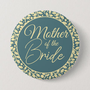 Elegant Blue and Cream Leaf Mutter der Braut Button