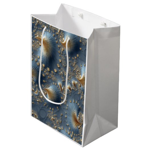 Elegant Blue and Gold Abstract Luxury Wrapping Pap Mittlere Geschenktüte (Vorderseite Schrägansicht)