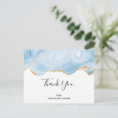 Elegant Blue and Gold Agate Border Vielen Dank Postkarte (Stehend Vorderseite)