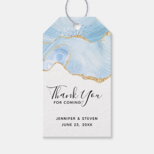 Elegant Blue and Gold Agate Border Wedding Geschenkanhänger