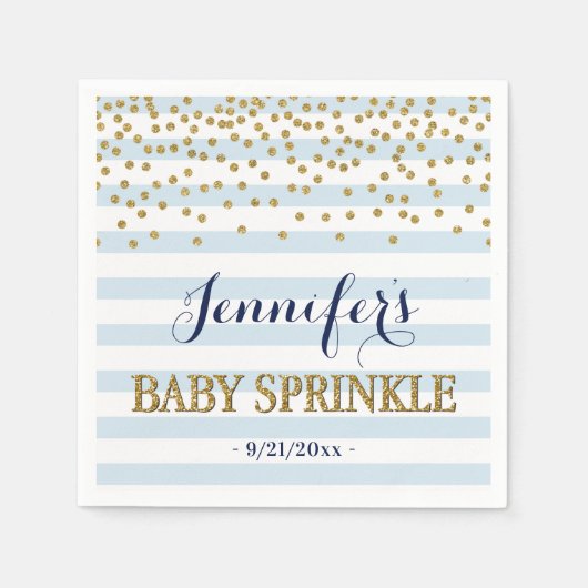 Elegant Blue and Gold Confetti Baby Boy Sprinkle Serviette (Vorderseite)