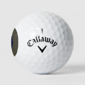 Elegant Blue and Gold Filigree Monogram Golfball (Logo)