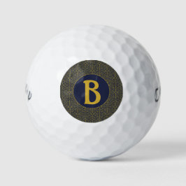Elegant Blue and Gold Filigree Monogram Golfball