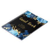 Elegant Blue and Gold Flowers Birthday Guest Book Notizblock (Linke Seite)