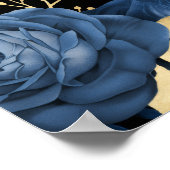 Elegant Blue and Gold Flowers Hanukkah Party Poster (Ecke)