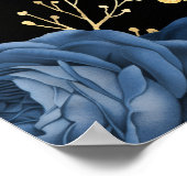 Elegant Blue and Gold Flowers Sweet Sixteen Poster (Ecke)