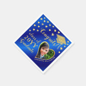 Elegant Blue and Gold Foto Class 2025 Abschluss Serviette (Ecke)