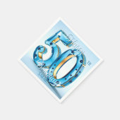 Elegant Blue and Gold Gemstone 50. Geburtstag Serviette (Ecke)
