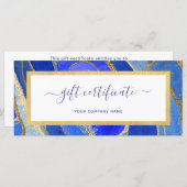 Elegant Blue and Gold Geode | Geschenkgutschein (Vorne/Hinten)