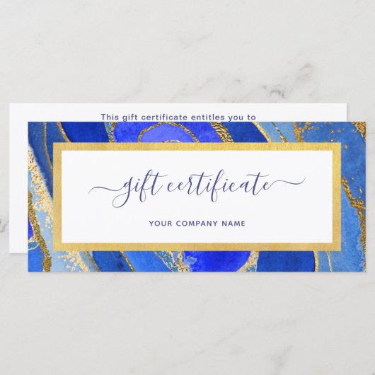 Elegant Blue and Gold Geode | Geschenkgutschein (Vorne/Hinten)