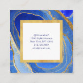 Elegant Blue and Gold Geode Quadratische Visitenkarte (Rückseite)