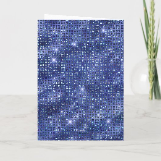 Elegant Blue and Gold Glitter Photo Name Birthday Karte (Rückseite)
