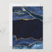 Elegant Blue and Gold Glitzer Agate Sweet 16 Einladung (Rückseite)