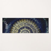 Elegant Blue and Gold Mandala Abstrakte Art Yoga Yogamatte (Vorderseite (Horizontal))