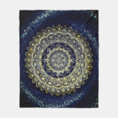 Elegant Blue and Gold Mandala Art Boho Beach Fleecedecke (Vorderseite)
