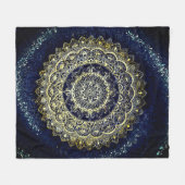 Elegant Blue and Gold Mandala Art Boho Beach Fleecedecke (Vorderseite (Horizontal))
