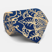 Elegant Blue and Gold Mandala Pattern Neck Tie Krawatte (Gerollt)