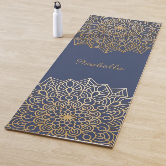 Elegant Blue and Gold Mandala Personalize Yogamatte (Beispiel)