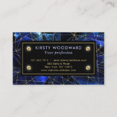 Elegant Blue and Gold Midnight Crystal Galaxy Visitenkarte (Rückseite)