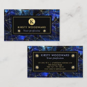 Elegant Blue and Gold Midnight Crystal Galaxy Visitenkarte (Vorne/Hinten)
