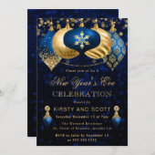 Elegant Blue and Gold New Year’s Eve Party Einladung (Vorne/Hinten)