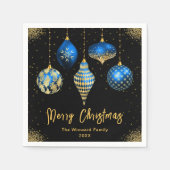 Elegant Blue and Gold Ornament Christmas Serviette (Vorderseite)