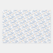 Elegant Blue and Gold Star von David Happy Passove Geschenkpapier Set (Vorderseite 3)