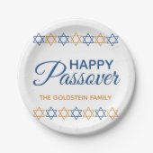 Elegant Blue and Gold Star von David Happy Passove Pappteller (Vorderseite)