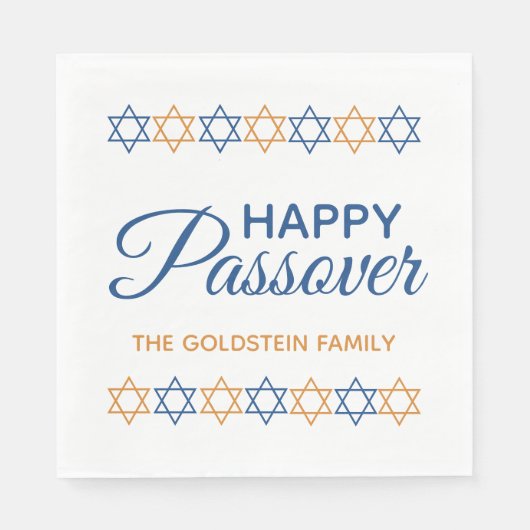 Elegant Blue and Gold Star von David Happy Passove Serviette (Vorderseite)