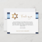 Elegant Blue and Gold Tallit Bar Mitzvah Dankeskarte (Vorderseite)