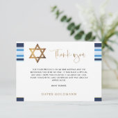 Elegant Blue and Gold Tallit Bar Mitzvah Dankeskarte (Stehend Vorderseite)
