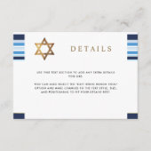 Elegant Blue and Gold Tallit Bar Mitzvah Details Begleitkarte (Vorderseite)