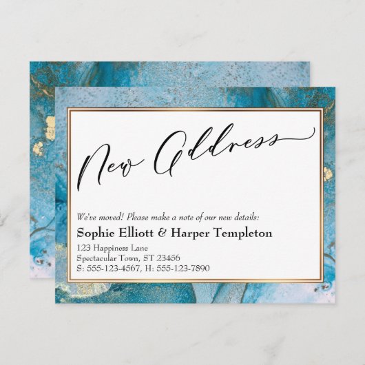 Elegant Blue and Gold Tinte Ankündigung neuer Adre (Vorne/Hinten)