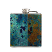 Elegant Blue and Gold Vine Abstract Personalised Flachmann (Rückseite)