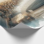 Elegant Blue and Gold Vintage Christmas  Geschenkpapier (Ecke)