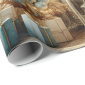 Elegant Blue and Gold Vintage Christmas  Geschenkpapier (Rolleneckpunkt)