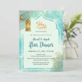 Elegant Blue and Gold with marble texture Iftar Einladung (Stehend Vorderseite)