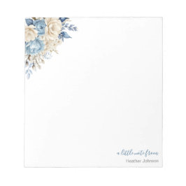 Elegant Blue and Ivory Rose Custom Notizblock