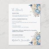Elegant Blue and Ivory Rose Wedding Begleitkarte (Vorderseite)