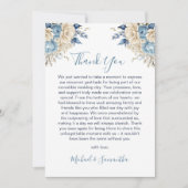 Elegant Blue and Ivory Rose Wedding Dankeskarte (Vorderseite)